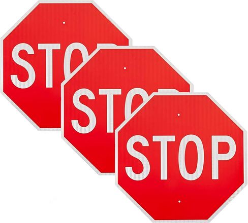 3 Pack 18"x18" Stop Sign by Olanzu - High Intensity Prismatic Aluminum - UV Protected and Weather Resistant - Honeycomb Reflective Stop Signs Traffic in Kuwait
