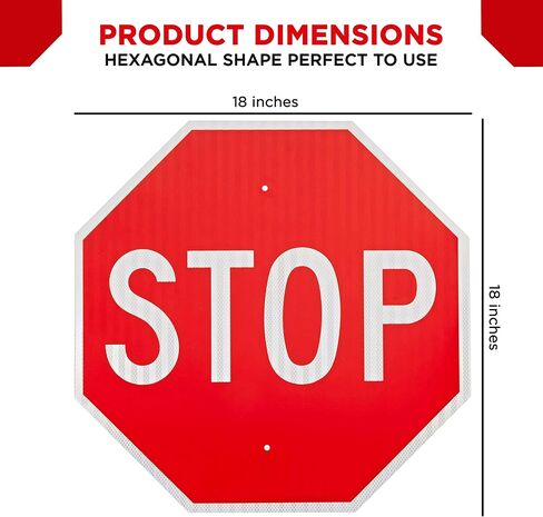 3 Pack 18"x18" Stop Sign by Olanzu - High Intensity Prismatic Aluminum - UV Protected and Weather Resistant - Honeycomb Reflective Stop Signs Traffic in Kuwait