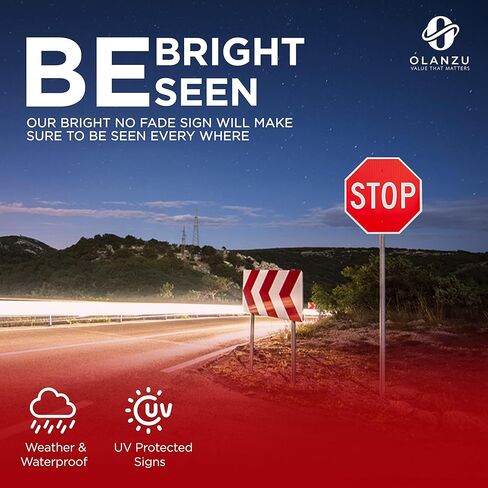 3 Pack 18"x18" Stop Sign by Olanzu - High Intensity Prismatic Aluminum - UV Protected and Weather Resistant - Honeycomb Reflective Stop Signs Traffic in Kuwait