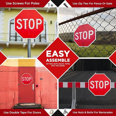 3 Pack 18"x18" Stop Sign by Olanzu - High Intensity Prismatic Aluminum - UV Protected and Weather Resistant - Honeycomb Reflective Stop Signs Traffic in Kuwait