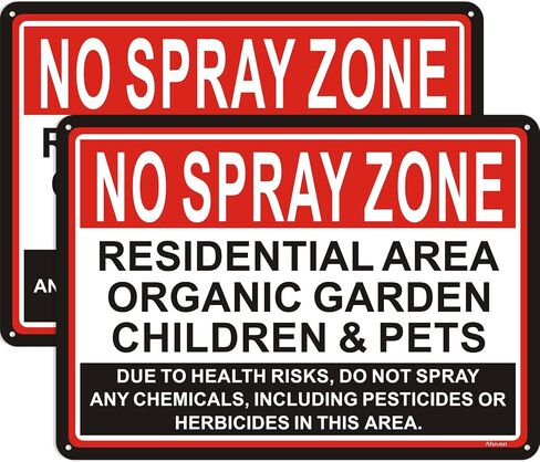 2 Pack No Spray Zone Signs Residential Area Organic Garden Children & Pets Signs 14x10 inches Metal Reflective Rust Aluminum UV Protected Waterproof Sturdy Easy Mounting in Kuwait