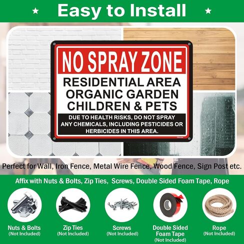 2 Pack No Spray Zone Signs Residential Area Organic Garden Children & Pets Signs 14x10 inches Metal Reflective Rust Aluminum UV Protected Waterproof Sturdy Easy Mounting in Kuwait