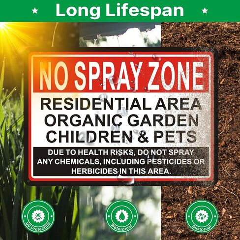 2 Pack No Spray Zone Signs Residential Area Organic Garden Children & Pets Signs 14x10 inches Metal Reflective Rust Aluminum UV Protected Waterproof Sturdy Easy Mounting in Kuwait