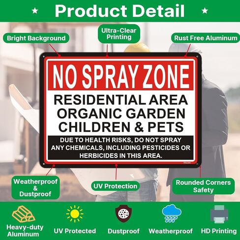 2 Pack No Spray Zone Signs Residential Area Organic Garden Children & Pets Signs 14x10 inches Metal Reflective Rust Aluminum UV Protected Waterproof Sturdy Easy Mounting in Kuwait