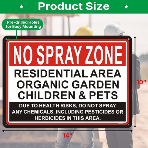 2 Pack No Spray Zone Signs Residential Area Organic Garden Children & Pets Signs 14x10 inches Metal Reflective Rust Aluminum UV Protected Waterproof Sturdy Easy Mounting in Kuwait