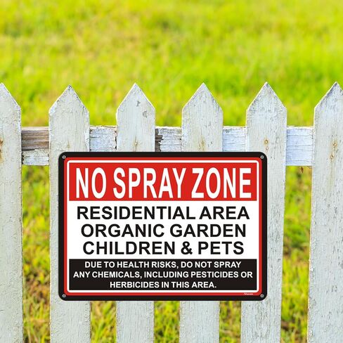 2 Pack No Spray Zone Signs Residential Area Organic Garden Children & Pets Signs 14x10 inches Metal Reflective Rust Aluminum UV Protected Waterproof Sturdy Easy Mounting in Kuwait