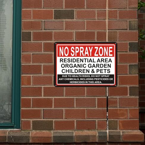 2 Pack No Spray Zone Signs Residential Area Organic Garden Children & Pets Signs 14x10 inches Metal Reflective Rust Aluminum UV Protected Waterproof Sturdy Easy Mounting in Kuwait