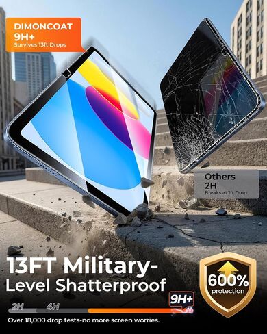 واقي شاشة DIMONCOAT مكون من قطعتين لجهاز iPad 11th Gen A16 2025 (11 بوصة) والجيل العاشر 2022 (10.9 بوصة)، زجاج مقسى 9H مع صينية سهلة التركيب، شفاف عالي الدقة، خالٍ من الفقاعات، مقاوم للخدش، يدعم قلم Apple وحافظة صديقة in Kuwait