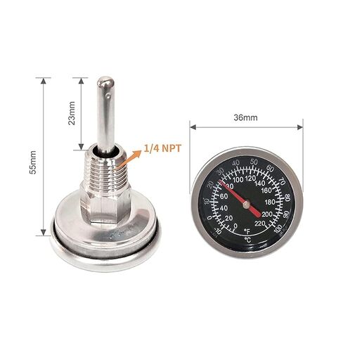Temperature Probe Meter Gauge, Dial Thermometer NPT, Stainless 1/4 NPT Thermometer for Boiler Tea Pot Kettle -10-100℃/0-220ºF Thread Joint, Dial Thermometers in Kuwait