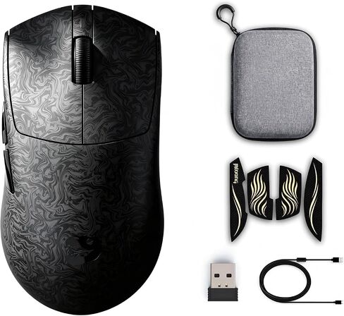 ZORNHER X Mloong MX301 PRO Lightweight Gaming Mouse Wireless,Carbon Fiber Texture Finish,PAW 3315,60g Small Ergonomic Mouse with Anti-Slip Grip,Long Battery Life,Wired/BT/2.4GHz for PC, Laptop, FPS in Saudi Arabia