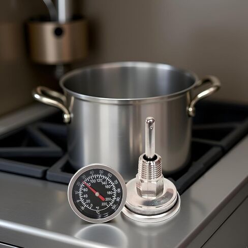 Temperature Probe Meter Gauge, Dial Thermometer NPT, Stainless 1/4 NPT Thermometer for Boiler Tea Pot Kettle -10-100℃/0-220ºF Thread Joint, Dial Thermometers in Kuwait