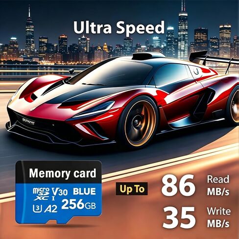 256GB Micro Memory Card with Adapter, C10/U3/UHS-I/A2 TransFlash Card, TF Card for Camera, Smartphone, Tablet, Drone in Kuwait