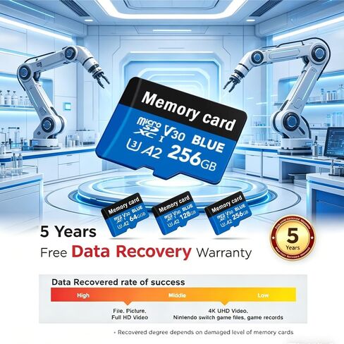 256GB Micro Memory Card with Adapter, C10/U3/UHS-I/A2 TransFlash Card, TF Card for Camera, Smartphone, Tablet, Drone in Kuwait