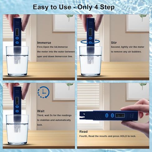 جهاز اختبار المياه الرقمي NEEGLEN TDS Meter، جهاز اختبار المياه TDS، جهاز اختبار المياه لمياه الشرب مع 0-9990 جزء في المليون - موثوق ودقيق - يستخدم للمنزل، وأحواض السمك، وحمامات السباحة، وممسك باليد، أزرق، عبوة واحدة in Kuwait