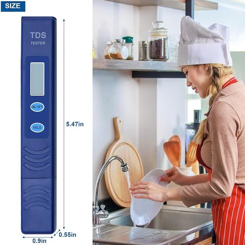جهاز اختبار المياه الرقمي NEEGLEN TDS Meter، جهاز اختبار المياه TDS، جهاز اختبار المياه لمياه الشرب مع 0-9990 جزء في المليون - موثوق ودقيق - يستخدم للمنزل، وأحواض السمك، وحمامات السباحة، وممسك باليد، أزرق، عبوة واحدة in Kuwait