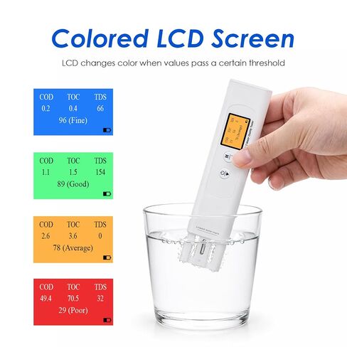 9-in-1 Water Quality Tester with UV Absorbance for COD/TOC/UV275, EC/TDS/Salinity/GH/S.G./Temp, Water Quality Tester for Home, RV, Hiking, Camping, Travel, Well - Tap, Purified, Ground, Seawater in Kuwait