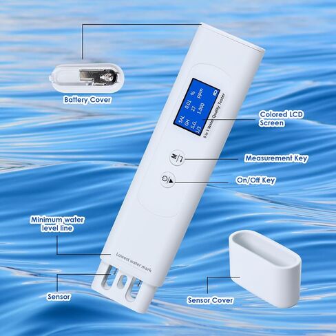 9-in-1 Water Quality Tester with UV Absorbance for COD/TOC/UV275, EC/TDS/Salinity/GH/S.G./Temp, Water Quality Tester for Home, RV, Hiking, Camping, Travel, Well - Tap, Purified, Ground, Seawater in Kuwait