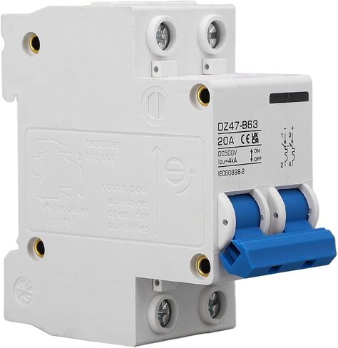 DC Miniature Circuit Breaker, 2 Pole 500V 20A Low Voltage Circuit Breaker for Solar System B Type Din Rail Mount, DC Disconnect Switch DZ47-B63 in Kuwait