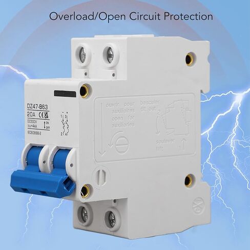 DC Miniature Circuit Breaker, 2 Pole 500V 20A Low Voltage Circuit Breaker for Solar System B Type Din Rail Mount, DC Disconnect Switch DZ47-B63 in Kuwait