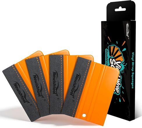 NEWISHTOOL Stitched Buffer Felt Vinyl Wrap Squeegee, 4-Pack Squeegee for Vinyl with Double Layer Sewing Felt, ScratchFress Gliding Card Scraper Wrap Tool for Window Tint, Wet PPF Application in Kuwait