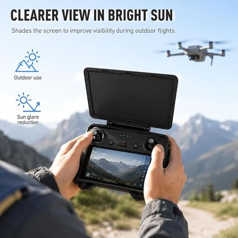 Pomya RC Pro 2 Controller Sun Hood Cover Magnetic Anti Glare Foldable | 2 in 1 sun hood and screen cover with adjustable flip design, protects RC Pro 2 controller screen from glare. in Kuwait