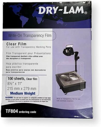 صندوق Dry-Lam TF804 مكون من 100 ورقة بلاستيكية قابلة للكتابة، بسمك 4 مل، يستخدم من قبل المعلمين والمخاوف التجارية، قابلة لإعادة الاستخدام، أوراق الأسيتات تنقل واضحة ودقيقة in Kuwait