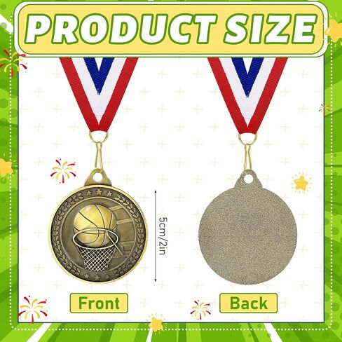30 Pcs Basketball Medals Bulk, 2 Inch Gold Award Medals with Neck Ribbon,Team Participation Trophies Metal Medal for Basketball Teams, Tournaments, Leagues & Participation in Kuwait