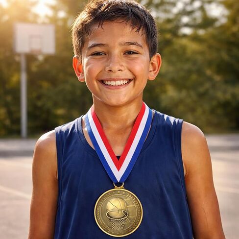 30 Pcs Basketball Medals Bulk, 2 Inch Gold Award Medals with Neck Ribbon,Team Participation Trophies Metal Medal for Basketball Teams, Tournaments, Leagues & Participation in Kuwait
