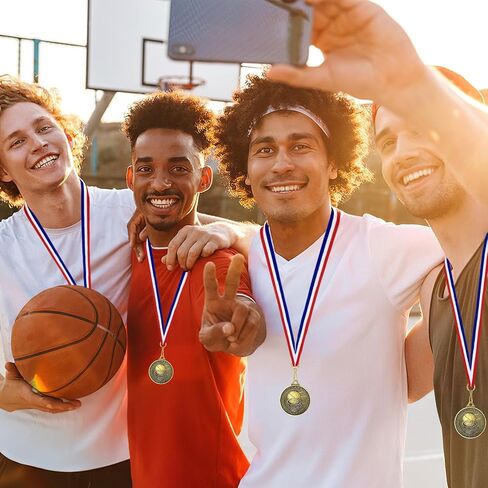 30 Pcs Basketball Medals Bulk, 2 Inch Gold Award Medals with Neck Ribbon,Team Participation Trophies Metal Medal for Basketball Teams, Tournaments, Leagues & Participation in Kuwait