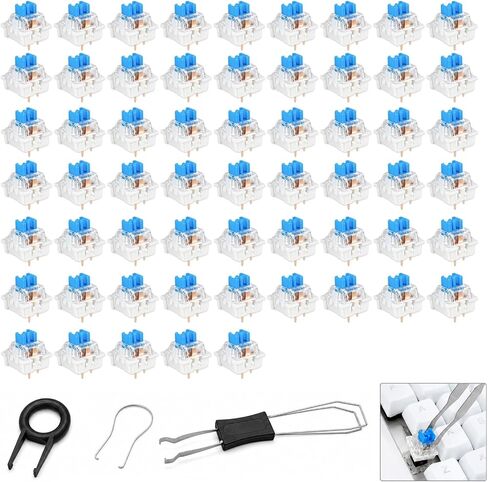 50 Pcs Keyboard Switches,3-Pin Clicky Tactile Mechanical Keyboard Switches, | Dustproof Keyboard,DIY Replacement Kit,for Mechanical Gaming Keyboards in Kuwait