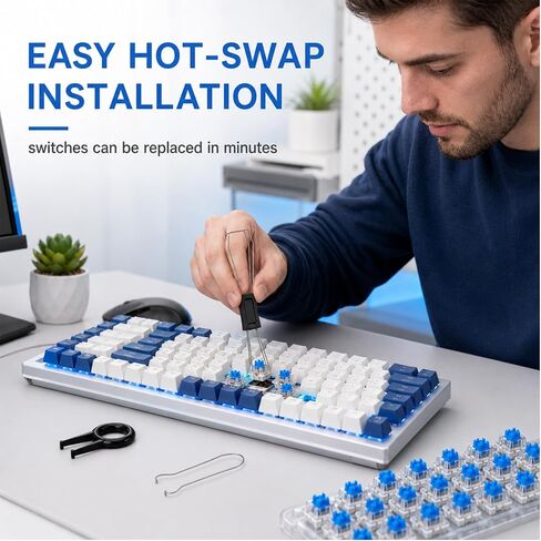 50 Pcs Keyboard Switches,3-Pin Clicky Tactile Mechanical Keyboard Switches, | Dustproof Keyboard,DIY Replacement Kit,for Mechanical Gaming Keyboards in Kuwait