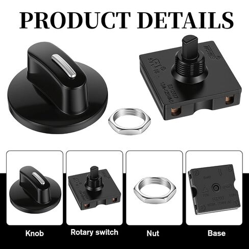 13A-125V/10A-250V Rotary Switch, Replacement Selector Knob, 4-Position 3-Speed Universal Speed Selector Rotary Switch with Knob (2PCS) in Kuwait