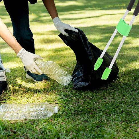 Foldable Small Garbage Grabber Tool Lightweight Trash Picker Reacher Gripper for Elderly Trash Pickup and Litter Collection with Green Handle in Kuwait