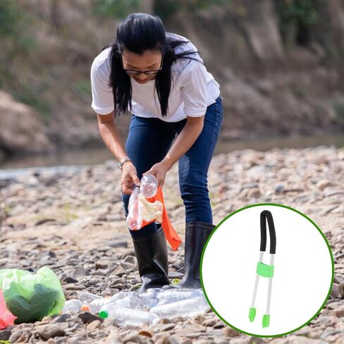PartyKindom Heavy Duty Trash Picker Grabber Tool Small Size Green Garbage Grab Clamp Reaching Tool for Outdoor Litter Pickup and Sanitation Cleaning in Kuwait