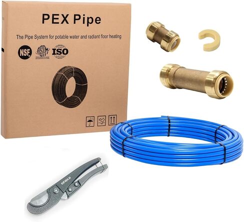 طقم إصلاح السباكة الفوري من EFIELD Pex-b: أنبوب أزرق مقاس 1/2 بوصة × 100 قدم، ومزلاق إصلاح مناسب للدفع مقاس 1/2 بوصة، ووصلة توصيل مقاس 1/2 بوصة، وقاطع الأنابيب. لا توجد حاجة لأي أداة إضافية (1/2 بوصة)، (A-1) in Kuwait