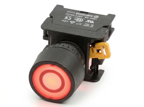 Alpinetech PFL-22 22mm Latching Maintained Push Button Switch 1NO 1NC, LED Illuminated (Yellow 24V) in Kuwait