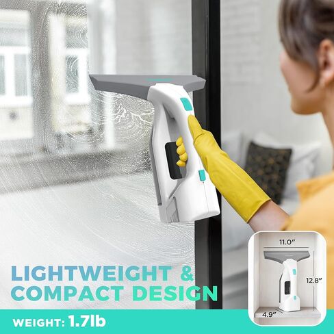 HAUSHOF Electric Window Vacuum Squeegee 11", Vacuum Squeegee Cordless Cleaner Tool Set, Window Vac with 300ml Spray Bottle & 100ml Water Tank for Mirror, Countertop, Showers in Kuwait