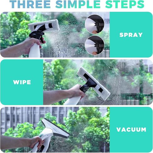 HAUSHOF Electric Window Vacuum Squeegee 11", Vacuum Squeegee Cordless Cleaner Tool Set, Window Vac with 300ml Spray Bottle & 100ml Water Tank for Mirror, Countertop, Showers in Kuwait