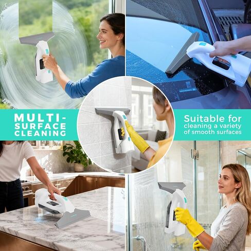 HAUSHOF Electric Window Vacuum Squeegee 11", Vacuum Squeegee Cordless Cleaner Tool Set, Window Vac with 300ml Spray Bottle & 100ml Water Tank for Mirror, Countertop, Showers in Kuwait