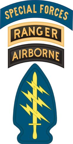 US Army Special Forces with Airborne and Ranger Tab Patch Waterproof Vinyl Window Bumper Sticker Decal 3.8 inch in Saudi Arabia
