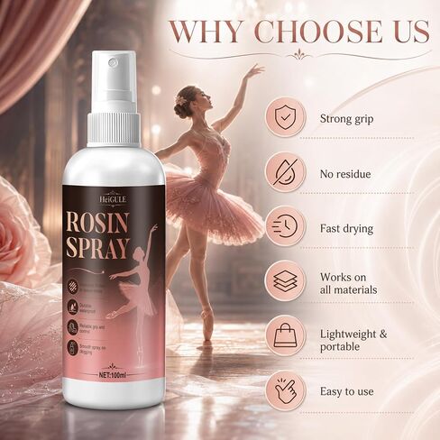 Rosin Spray, Spray Rosin for Dancers, Quick-Drying, Strong Adhesion | Rosin Spray for Dance Shoes, Leaves no Residue, Clean and Portable, Suitable for Pointe Shoes, Dance Shoes and Soles in Kuwait