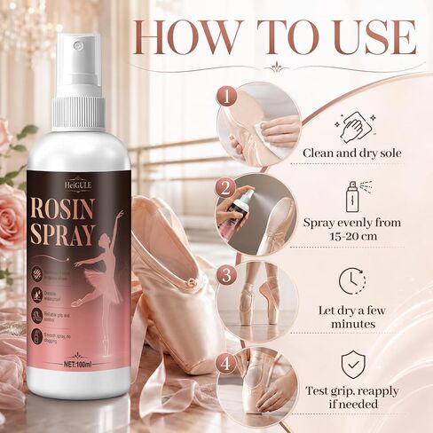 Rosin Spray, Spray Rosin for Dancers, Quick-Drying, Strong Adhesion | Rosin Spray for Dance Shoes, Leaves no Residue, Clean and Portable, Suitable for Pointe Shoes, Dance Shoes and Soles in Kuwait