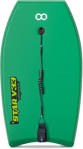 WOOWAVE Bodyboard 33 بوصة/37 بوصة/42 بوصة لوح جسم IXPE ممتاز مع مقود معصم ملفوف، نواة EPS خفيفة الوزن للغاية وجزء سفلي من البولي إيثيلين عالي الكثافة، مثالي لركوب الأمواج للأطفال والمراهقين والبالغين (33 بوصة، أخضر) in Kuwait