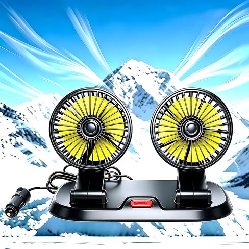 5V Car Fan, Portable Dual Head 360° Rotatable Car Cooler with Adjustable Speed, USB-Powered Fan for Car, Truck, RV, Camping, Office, Home - Quiet, Sturdy & Fast Cooling in Saudi Arabia