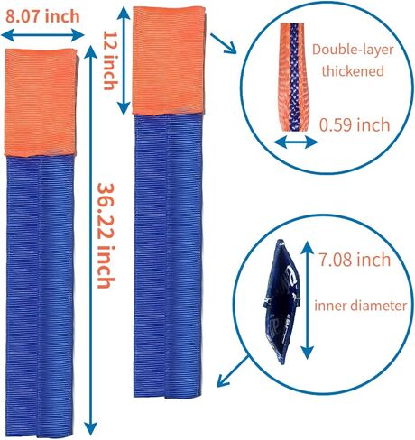Forklift Accessories, Fork Covers, for forklifts 36"-42" long and 3"-7" wide, Made of Thickened Nylon to Prevent Scratching Goods, Suitable for Light-Duty Handling, Blue with Orange Fork Tips, 1 Pair. in Kuwait