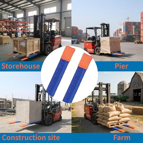 Forklift Accessories, Fork Covers, for forklifts 36"-42" long and 3"-7" wide, Made of Thickened Nylon to Prevent Scratching Goods, Suitable for Light-Duty Handling, Blue with Orange Fork Tips, 1 Pair. in Kuwait
