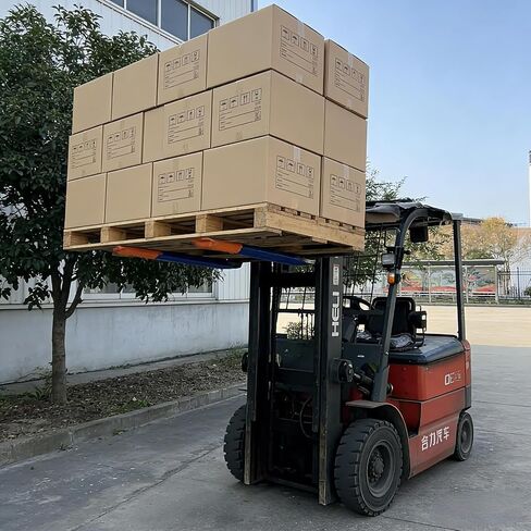 Forklift Accessories, Fork Covers, for forklifts 36"-42" long and 3"-7" wide, Made of Thickened Nylon to Prevent Scratching Goods, Suitable for Light-Duty Handling, Blue with Orange Fork Tips, 1 Pair. in Kuwait