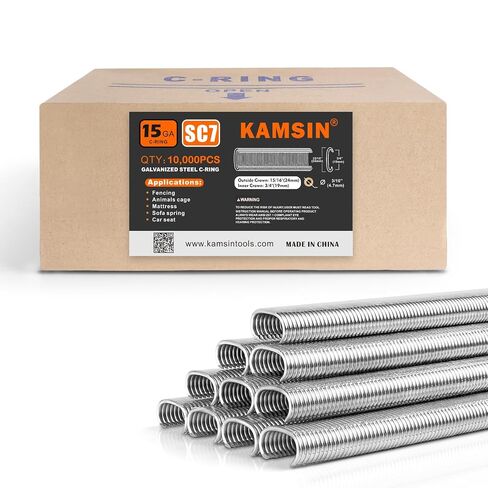 Kamsin SC7 15 Gauge Galvanized Steel 3/4-Inch Crown Hog Rings C Rings Staples Hog Ring Staples 1,000/Pack (1,000 PCS(Galvanized Steel)) in Kuwait
