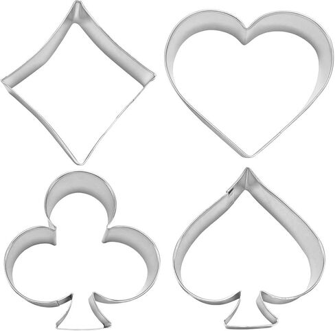 Poker Card Casino Cookie Cutter 4 Piece Boxed Set - Made in the USA - from The Cookie Cutter Shop - Spade, Heart, Club, Diamond Sandwich Cookie Cutters in Kuwait