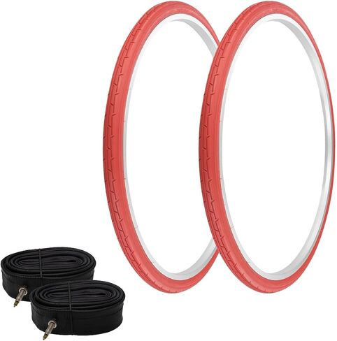 PRO+ 700 X 35c Red Pair of Bicycle Tires W/Tubes 33mm Presta Valve P-1180 in Kuwait